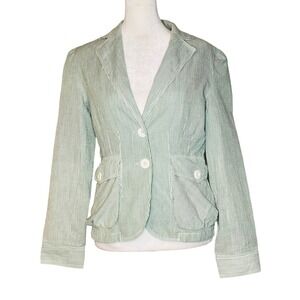 OBEY ABBEY womens blazer jacket pinstripe plaid streetwear retro Y2K green MED